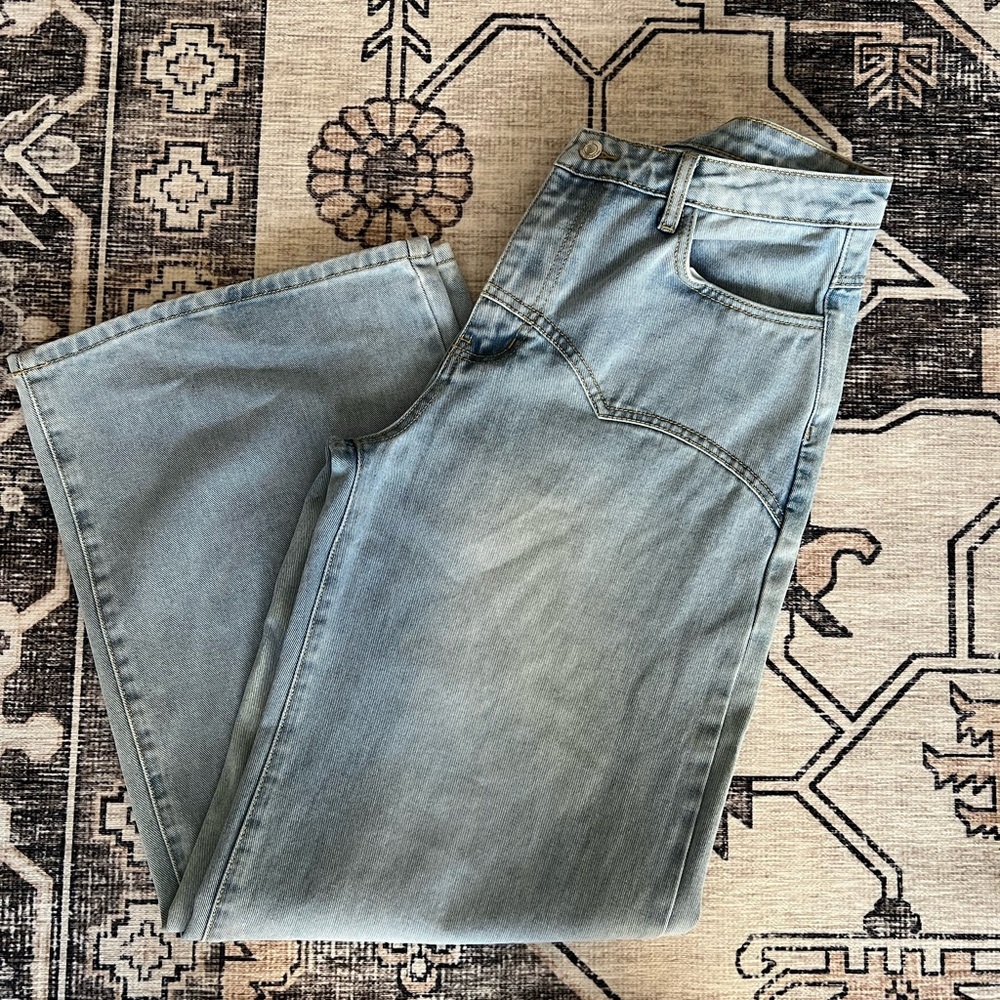 PrettyLittleThing Denim Blue Flare Jeans
